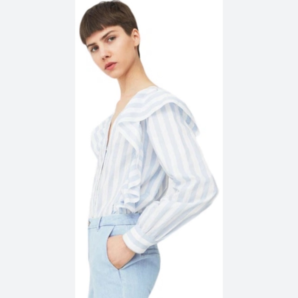 Velvet Heart Light Blue Stripe blouse.